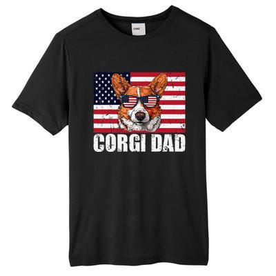 Corgi Dad Pembroke Welsh Corgi Us Flag Dog Lover Tall Fusion ChromaSoft Performance T-Shirt