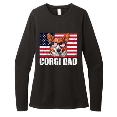 Corgi Dad Pembroke Welsh Corgi Us Flag Dog Lover Womens CVC Long Sleeve Shirt