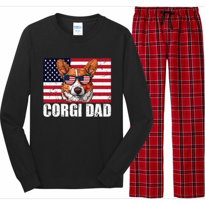 Corgi Dad Pembroke Welsh Corgi Us Flag Dog Lover Long Sleeve Pajama Set