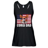 Corgi Dad Pembroke Welsh Corgi Us Flag Dog Lover Ladies Essential Flowy Tank