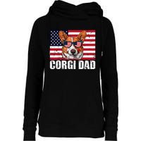 Corgi Dad Pembroke Welsh Corgi Us Flag Dog Lover Womens Funnel Neck Pullover Hood