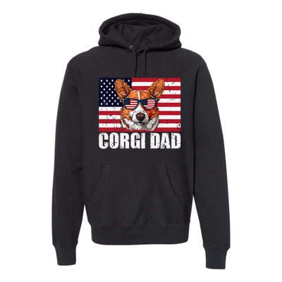 Corgi Dad Pembroke Welsh Corgi Us Flag Dog Lover Premium Hoodie