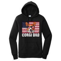 Corgi Dad Pembroke Welsh Corgi Us Flag Dog Lover Women's Pullover Hoodie