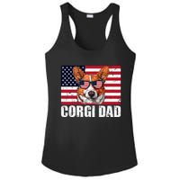 Corgi Dad Pembroke Welsh Corgi Us Flag Dog Lover Ladies PosiCharge Competitor Racerback Tank