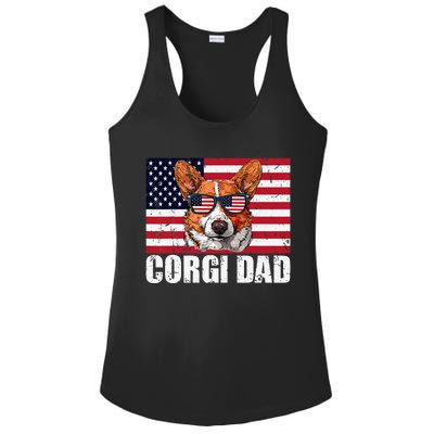 Corgi Dad Pembroke Welsh Corgi Us Flag Dog Lover Ladies PosiCharge Competitor Racerback Tank