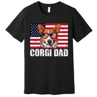 Corgi Dad Pembroke Welsh Corgi Us Flag Dog Lover Premium T-Shirt