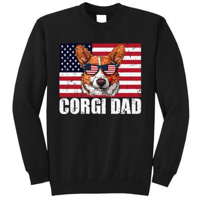 Corgi Dad Pembroke Welsh Corgi Us Flag Dog Lover Tall Sweatshirt