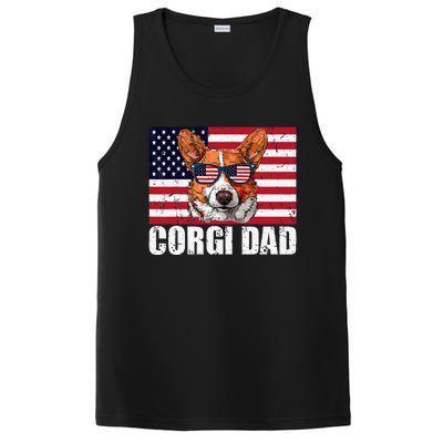 Corgi Dad Pembroke Welsh Corgi Us Flag Dog Lover PosiCharge Competitor Tank