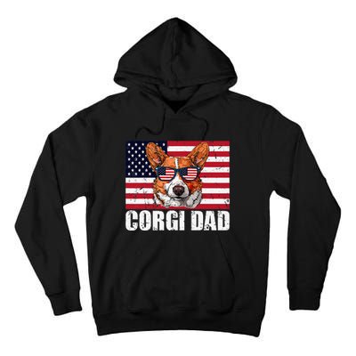 Corgi Dad Pembroke Welsh Corgi Us Flag Dog Lover Tall Hoodie