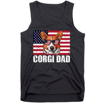 Corgi Dad Pembroke Welsh Corgi Us Flag Dog Lover Tank Top