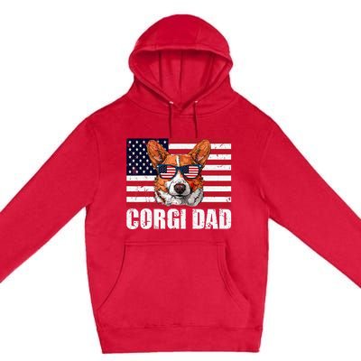 Corgi Dad Pembroke Welsh Corgi Us Flag Dog Lover Premium Pullover Hoodie