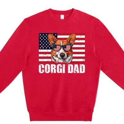 Corgi Dad Pembroke Welsh Corgi Us Flag Dog Lover Premium Crewneck Sweatshirt