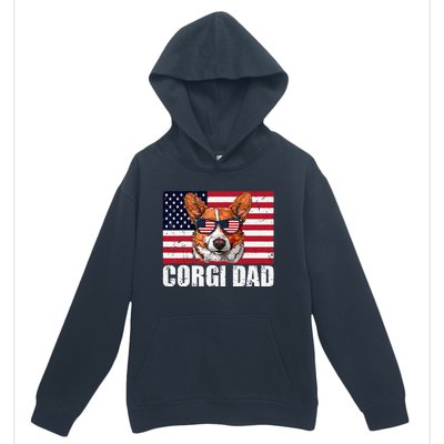 Corgi Dad Pembroke Welsh Corgi Us Flag Dog Lover Urban Pullover Hoodie