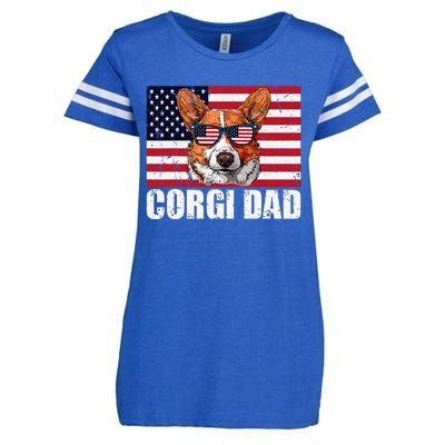 Corgi Dad Pembroke Welsh Corgi Us Flag Dog Lover Enza Ladies Jersey Football T-Shirt