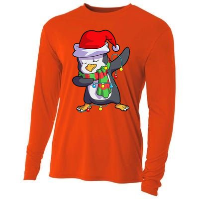 Christmas Dabbing Penguin Matching Family Cooling Performance Long Sleeve Crew