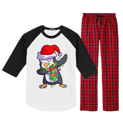 Christmas Dabbing Penguin Matching Family Raglan Sleeve Pajama Set