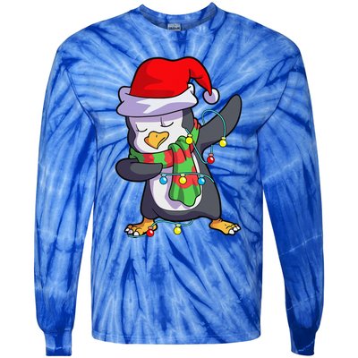 Christmas Dabbing Penguin Matching Family Tie-Dye Long Sleeve Shirt