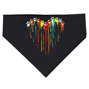 Colorful Dog Paw Heart Print USA-Made Doggie Bandana