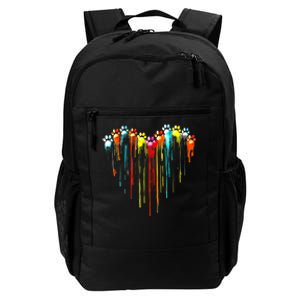 Colorful Dog Paw Heart Print Daily Commute Backpack