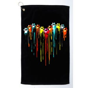 Colorful Dog Paw Heart Print Platinum Collection Golf Towel