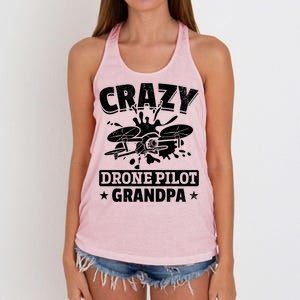 Crazy Drone Pilot Grandpa Drone Pilot Grandpa Gift Women's Knotted Racerback Tank