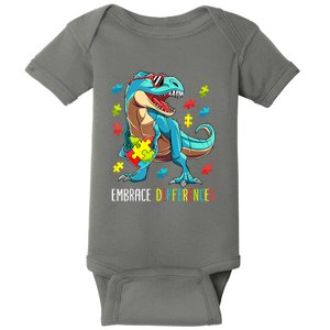 Cute Dinosaur Puzzles T Rex For Boy Gift Autism Awareness Baby Bodysuit