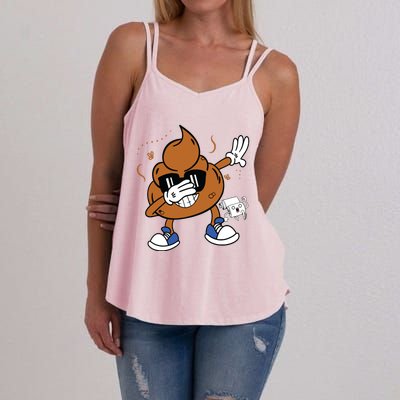 Cute Dabbing Poop Funny Emoticon I Pooped Today Gift Women's Strappy Tank