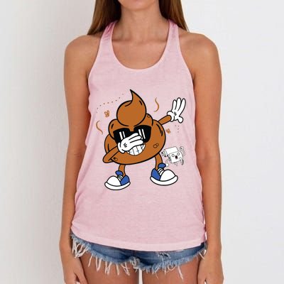 Cute Dabbing Poop Funny Emoticon I Pooped Today Gift Women's Knotted Racerback Tank