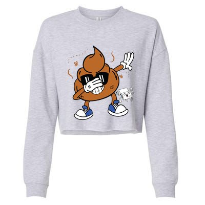 Cute Dabbing Poop Funny Emoticon I Pooped Today Gift Cropped Pullover Crew