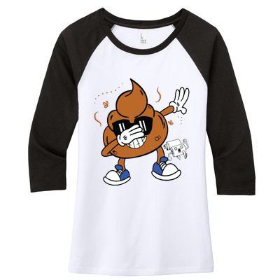 Cute Dabbing Poop Funny Emoticon I Pooped Today Gift Women's Tri-Blend 3/4-Sleeve Raglan Shirt