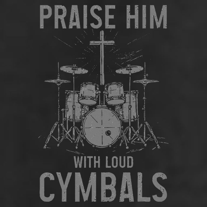 Christian Drummer Praise Him With Loud Cymbals 7 Panel Mesh Trucker Snapback Hat