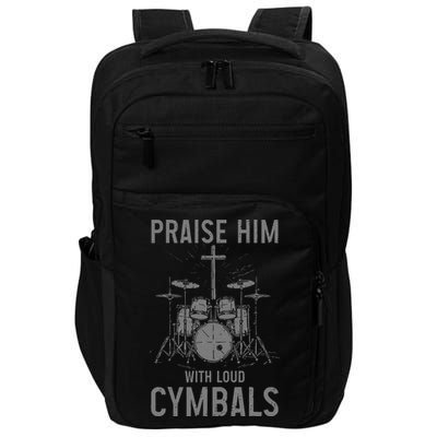 Christian Drummer Praise Him With Loud Cymbals Impact Tech Backpack