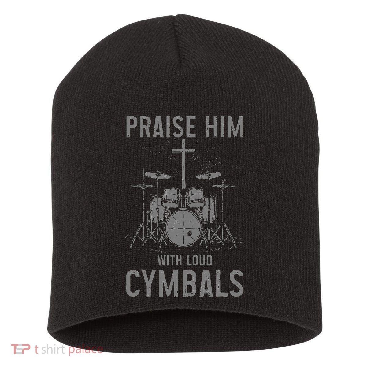 Christian Drummer Praise Him With Loud Cymbals Short Acrylic Beanie