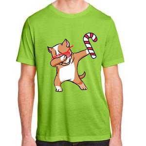 Christmas Dabbing Pitbull Puppy Dog Candy Cane Dance Gift Adult ChromaSoft Performance T-Shirt