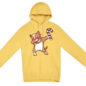 Christmas Dabbing Pitbull Puppy Dog Candy Cane Dance Gift Premium Pullover Hoodie