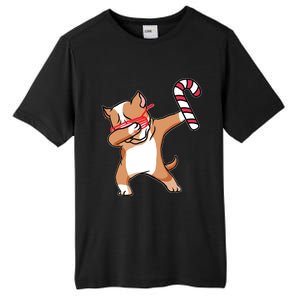 Christmas Dabbing Pitbull Puppy Dog Candy Cane Dance Gift Tall Fusion ChromaSoft Performance T-Shirt