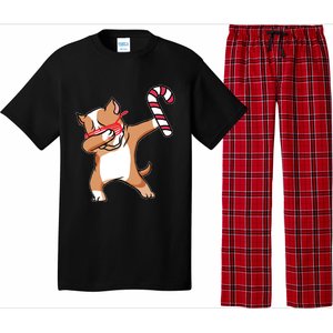 Christmas Dabbing Pitbull Puppy Dog Candy Cane Dance Gift Pajama Set