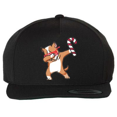 Christmas Dabbing Pitbull Puppy Dog Candy Cane Dance Gift Wool Snapback Cap