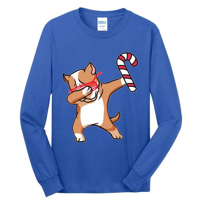 Christmas Dabbing Pitbull Puppy Dog Candy Cane Dance Gift Tall Long Sleeve T-Shirt