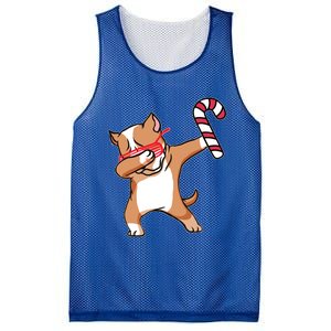 Christmas Dabbing Pitbull Puppy Dog Candy Cane Dance Gift Mesh Reversible Basketball Jersey Tank