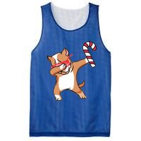 Christmas Dabbing Pitbull Puppy Dog Candy Cane Dance Gift Mesh Reversible Basketball Jersey Tank