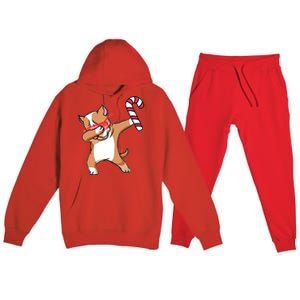 Christmas Dabbing Pitbull Puppy Dog Candy Cane Dance Gift Premium Hooded Sweatsuit Set