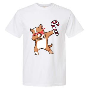 Christmas Dabbing Pitbull Puppy Dog Candy Cane Dance Gift Garment-Dyed Heavyweight T-Shirt