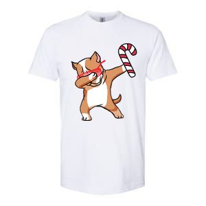 Christmas Dabbing Pitbull Puppy Dog Candy Cane Dance Gift Softstyle CVC T-Shirt