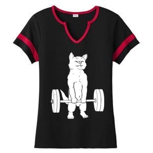 Cat Deadlift Powerlifting Ladies Halftime Notch Neck Tee