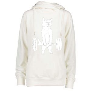 Cat Deadlift Powerlifting Womens Funnel Neck Pullover Hood