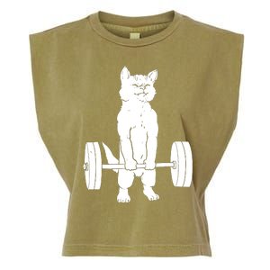 Cat Deadlift Powerlifting Garment-Dyed Women's Muscle Tee