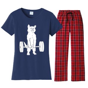 Cat Deadlift Powerlifting Women's Flannel Pajama Set