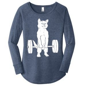 Cat Deadlift Powerlifting Women's Perfect Tri Tunic Long Sleeve Shirt