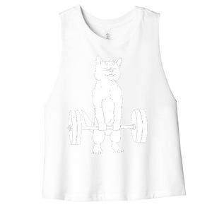 Cat Deadlift Powerlifting Women's Racerback Cropped Tank